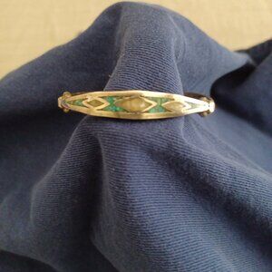 Sterling Silver inlaided Turquoise and white Coral Bracelet